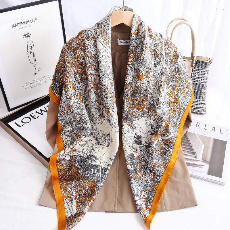 Scarves Spring Autumn Floral Printed 110cm Square Imitated Silk Scarf Big Size Hijab Travel Sun Resistance Femme Foulard Head Wrap
Scarves Spring Autumn Floral Printed 110cm Square Imitated Silk Scarf Big Size Hijab Travel Sun Resistance Femme Foulard Head Wrap