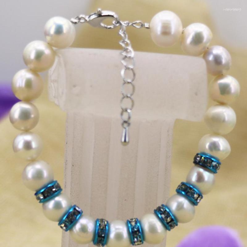 Strand Wholesale Price Natural 9-10mm White Pearl Beads Bracelets & Bangle For Women Sky Blue Crystal Diy Jewelry 7.5inch B3089
Strand Wholesale Price Natural 9-10mm White Pearl Beads Bracelets & Bangle For Women Sky Blue Crystal Diy Jewelry 7.5inch B3089