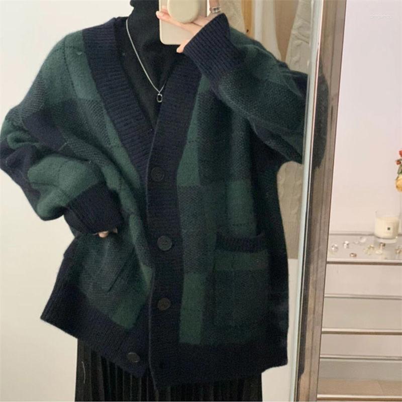 Women's Knits 2023 Autumn Winter Women Fashion V-neck Loose Cardigans Female Pockets Knitted Jackets Ladies Plaid Sweater Coats W395, Black
Women's Knits 2023 Autumn Winter Women Fashion V-neck Loose Cardigans Female Pockets Knitted Jackets Ladies Plaid Sweater Coats W395, Black