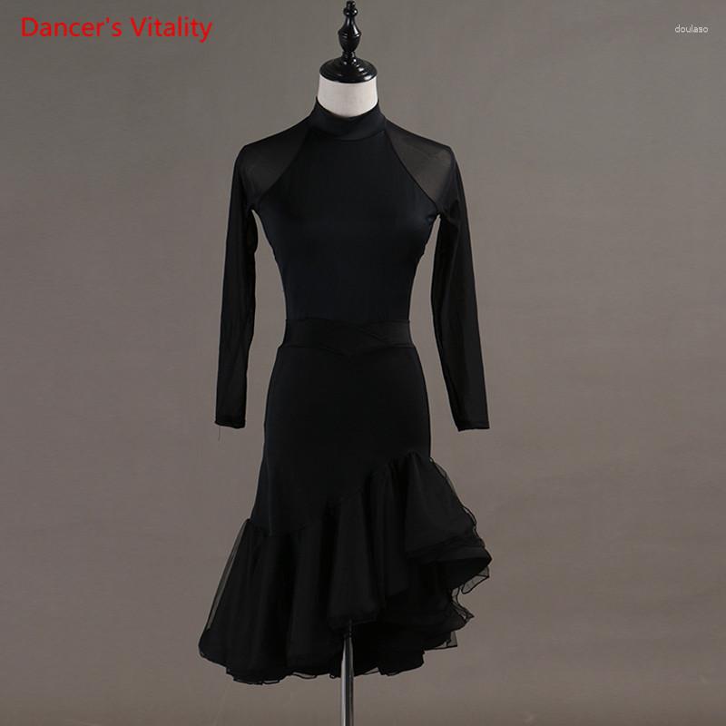 Stage Wear Professional Custom Made Ballroom Sexy Costumes Senior Mesh Dance Dress For Women Long Sleeves Top Skirt 2pcs, Black
Stage Wear Professional Custom Made Ballroom Sexy Costumes Senior Mesh Dance Dress For Women Long Sleeves Top Skirt 2pcs, Black