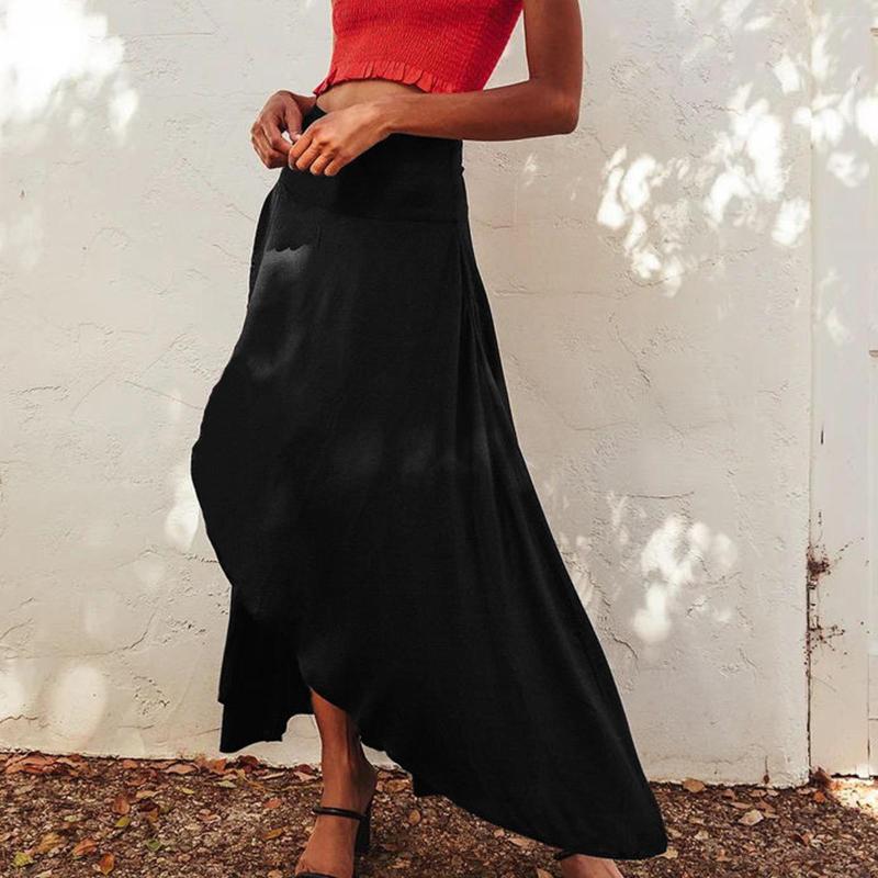 Skirts Maxi Skirt Asymmetrical Summer Lightweight Slit Wrap Elastic Flowy Ruffle Hem Solid Color For Women Party, Black
Skirts Maxi Skirt Asymmetrical Summer Lightweight Slit Wrap Elastic Flowy Ruffle Hem Solid Color For Women Party, Black