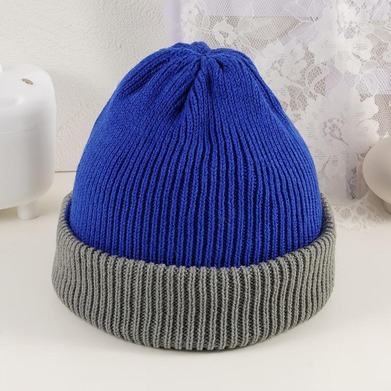 Beanies Blue Gray Knitted Wool Hat Women's Autumn And Winter Fashion Simple Warm Ear Protection Cap Valentines Gifts, Blue/grey 
Beanies Blue Gray Knitted Wool Hat Women's Autumn And Winter Fashion Simple Warm Ear Protection Cap Valentines Gifts, Blue/grey