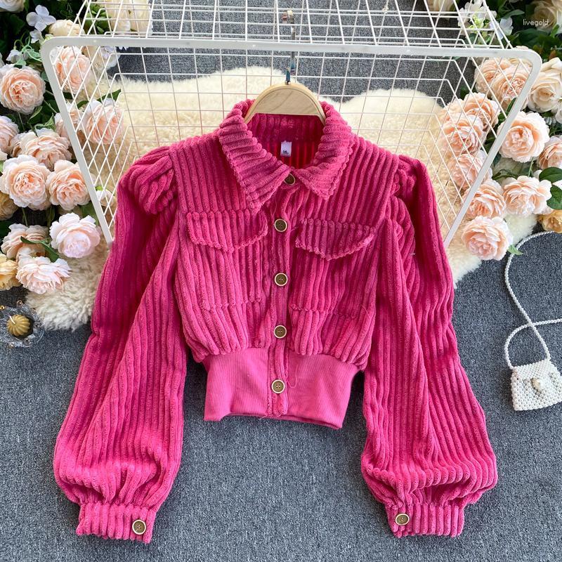 Women' Jackets Spring Female Solid Color Corduroy Stripe Jacket Women Vintage Pocket Lantern Sleeve Single-breasted Elastic Waist Short, Beige
Women' Jackets Spring Female Solid Color Corduroy Stripe Jacket Women Vintage Pocket Lantern Sleeve Single-breasted Elastic Waist Short, Beige