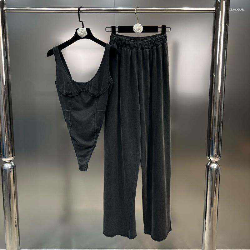Women' Two Piece Pants PREPOMP Black Sleeveless All-match Tank Tops Bodysuits High Waist Loose Casual Wide Leg Two-piece Sets Women Outfits, Top
Women' Two Piece Pants PREPOMP Black Sleeveless All-match Tank Tops Bodysuits High Waist Loose Casual Wide Leg Two-piece Sets Women Outfits, Top