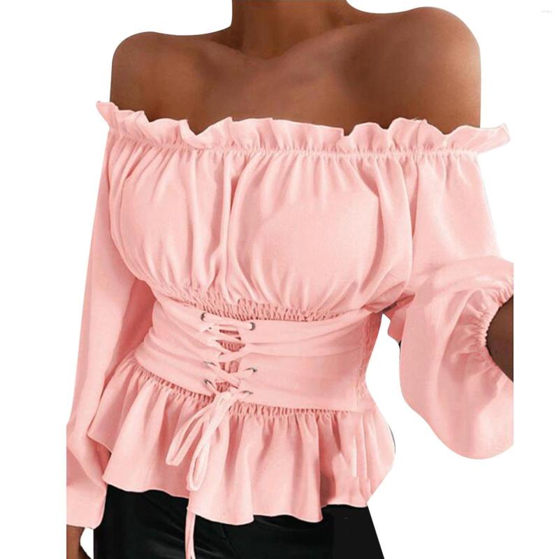Women's Blouses Off Shoulder Flanged Chiffon Temperament T-Shirt Lady High Elasticity Waist Retraction Blusas Solid Shirt For Women, Pink
Women's Blouses Off Shoulder Flanged Chiffon Temperament T-Shirt Lady High Elasticity Waist Retraction Blusas Solid Shirt For Women, Pink
