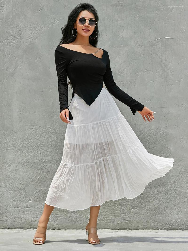 Skirts Women Summer Semi-Dress Solid Color/Floral Print Elastic Waist Mid-Calf Skirt With Side Slit For Ladies, Black
Skirts Women Summer Semi-Dress Solid Color/Floral Print Elastic Waist Mid-Calf Skirt With Side Slit For Ladies, Black