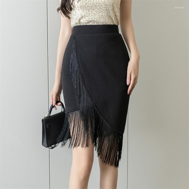Skirts Summer Women Black Office Ladies High Waist Elegant Slim Lady Tassel Midi Skirt Trendy Simple
Skirts Summer Women Black Office Ladies High Waist Elegant Slim Lady Tassel Midi Skirt Trendy Simple