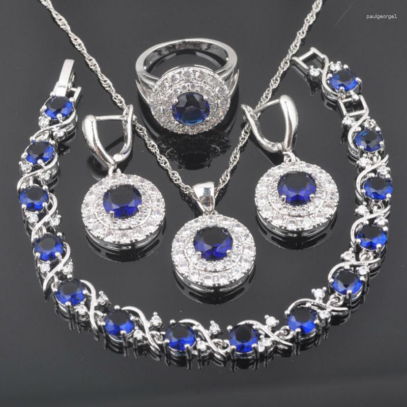 Necklace Earrings Set Elegant Wedding Silver Plated Blue Zircon For Women Bracelet Pendant Ring Brithday Gift QS0269, Picture shown
Necklace Earrings Set Elegant Wedding Silver Plated Blue Zircon For Women Bracelet Pendant Ring Brithday Gift QS0269, Picture shown