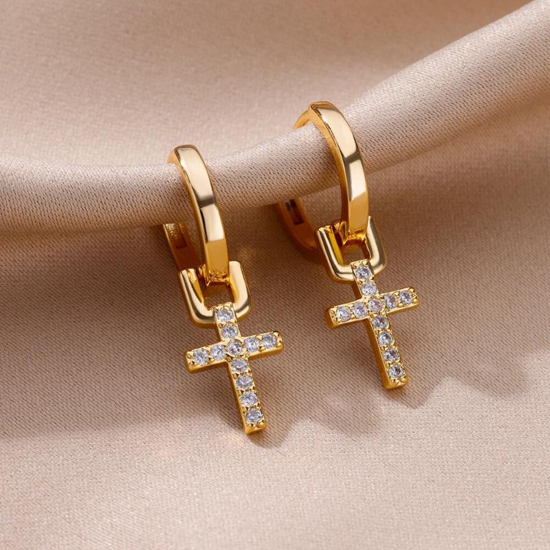 Dangle Earrings Vintage Cross For Women Gold Color Stainless Steel Hoop Earring Cubic Zircon Religious Aesthetic Jewelry Aretes
Dangle Earrings Vintage Cross For Women Gold Color Stainless Steel Hoop Earring Cubic Zircon Religious Aesthetic Jewelry Aretes