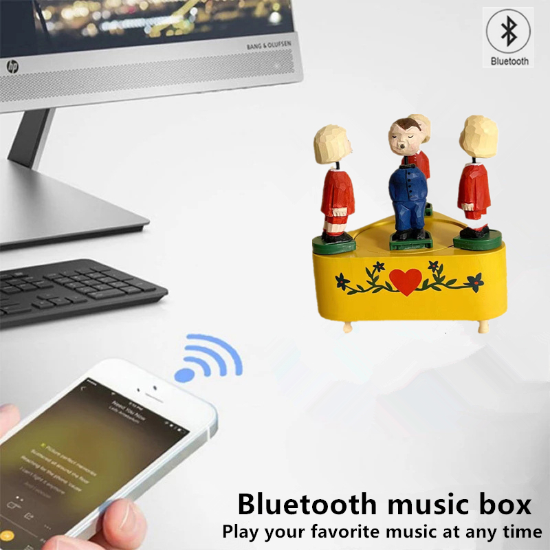 Novelty Items Vintage west german dolls Bluetooth music box couple kissing carousel working Home Decoration Valentine's Day Gift 230621