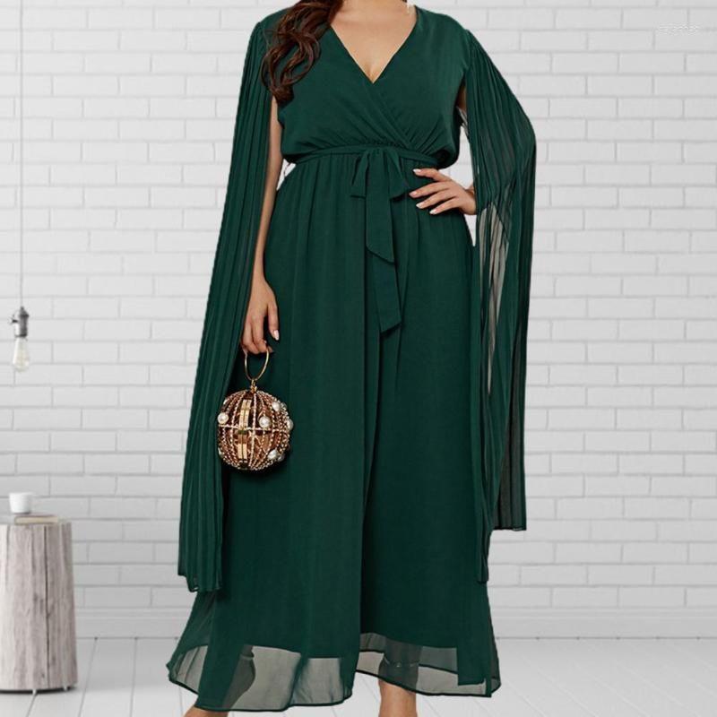 Plus Size Dresses Deep V-neck High-Waist Flowy Hem Solid Color Evening Dress Cloak Sleeve Belt Long Female ClothesPlus, Green
Plus Size Dresses Deep V-neck High-Waist Flowy Hem Solid Color Evening Dress Cloak Sleeve Belt Long Female ClothesPlus, Green