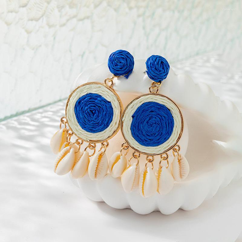 Dangle Earrings Bohemian Rattan Shell Pendant Colorful Raffia Woven Summer Beach Accessories 2023
Dangle Earrings Bohemian Rattan Shell Pendant Colorful Raffia Woven Summer Beach Accessories 2023