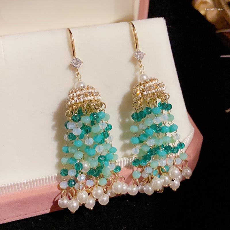 Dangle Earrings Exquisite Super Flash Zircon Long Tassel Pearl Retro Baroque Personality Design Senior Sense Ear Accessories Female
Dangle Earrings Exquisite Super Flash Zircon Long Tassel Pearl Retro Baroque Personality Design Senior Sense Ear Accessories Female