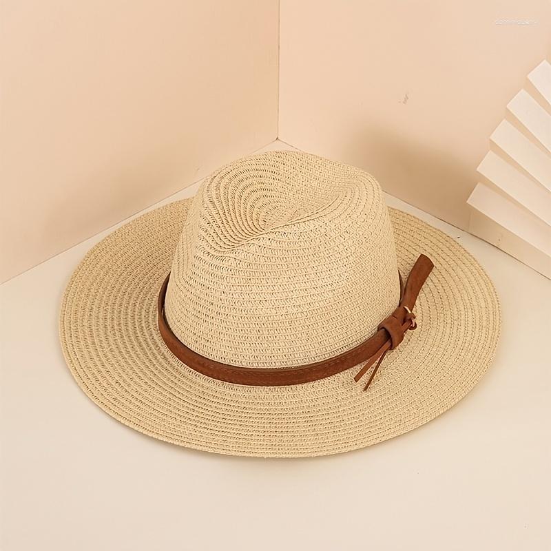 Beanies Straw Hat Fashion Wide Brim Sunshade Decoration Pu Leather Belt Big For Women Men Year Presents Valentine's Gift Her, Black 
Beanies Straw Hat Fashion Wide Brim Sunshade Decoration Pu Leather Belt Big For Women Men Year Presents Valentine's Gift Her, Black