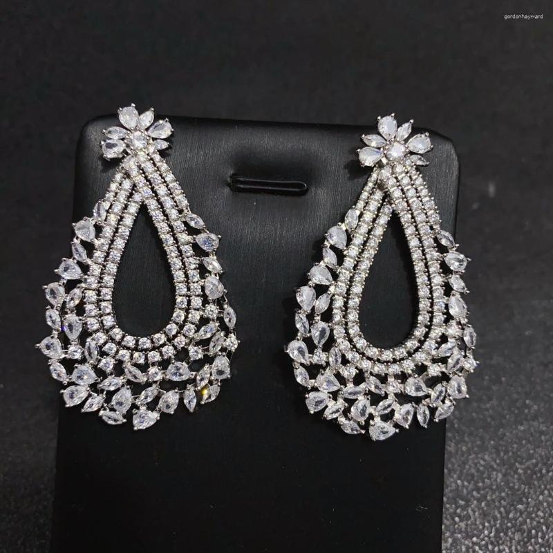 Dangle Earrings Cubic Zirconia Prong Setting Big Unique Design Flower Drop Brincos For Women Party Wedding Ear Accessories
Dangle Earrings Cubic Zirconia Prong Setting Big Unique Design Flower Drop Brincos For Women Party Wedding Ear Accessories