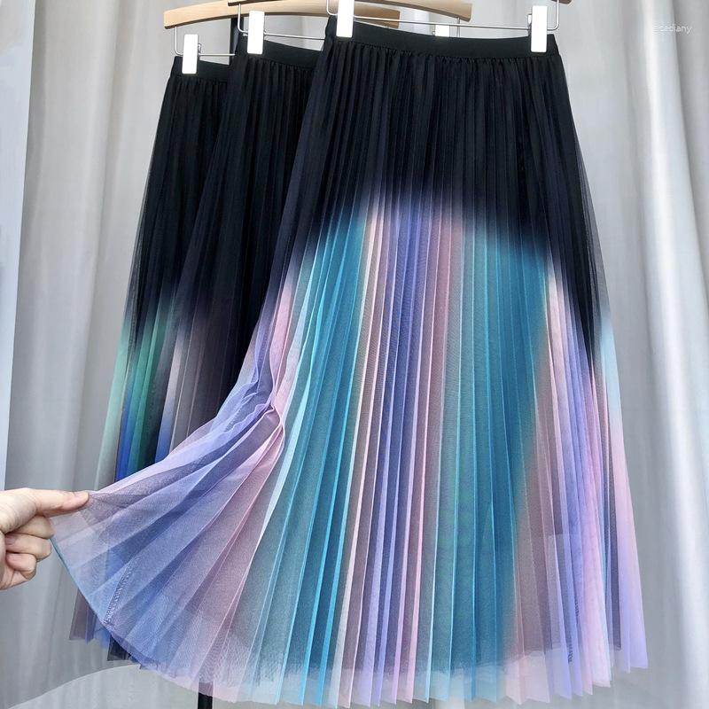Skirts SISHION Elastic Waist Long Tulle Summer Mesh Skirt Rainbow Print Gradient Pleated For Women VD4129, Pink
Skirts SISHION Elastic Waist Long Tulle Summer Mesh Skirt Rainbow Print Gradient Pleated For Women VD4129, Pink