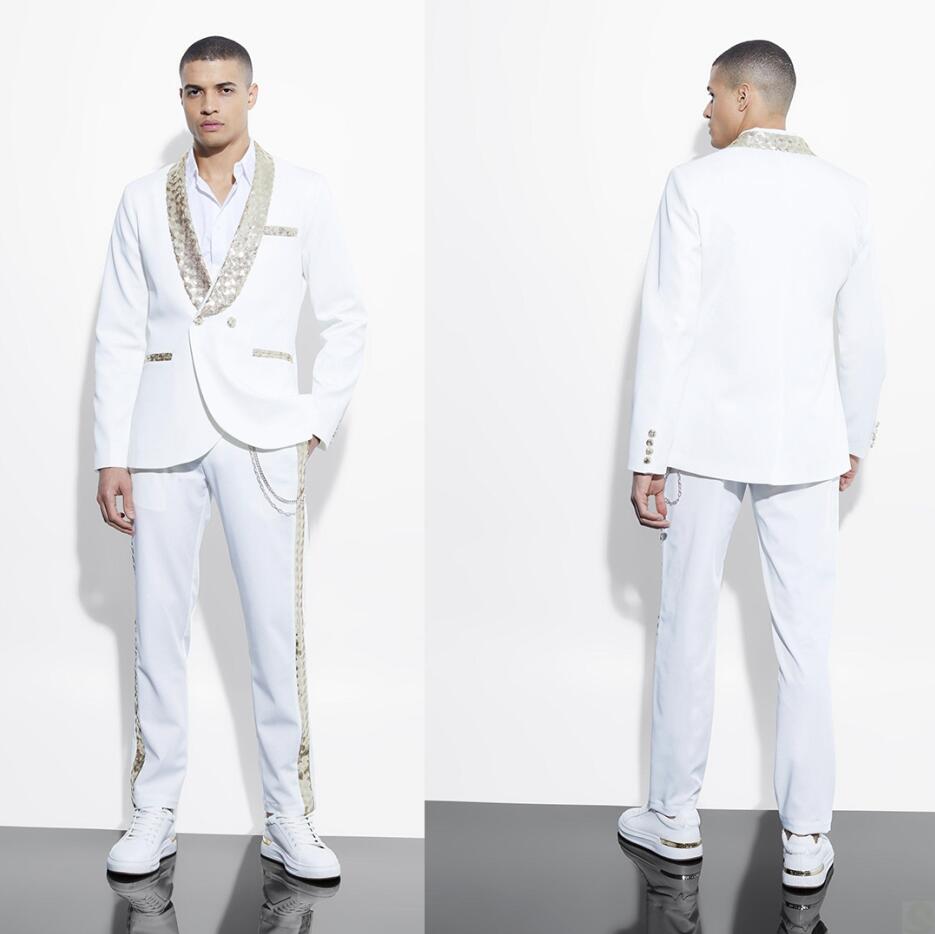 Men Wedding Suits Groom White Sequins Bridegroom For Groomsmen Tuxedos Custom Made Formal Business Outfits Party 2 Pieces, Pink
Men Wedding Suits Groom White Sequins Bridegroom For Groomsmen Tuxedos Custom Made Formal Business Outfits Party 2 Pieces, Pink