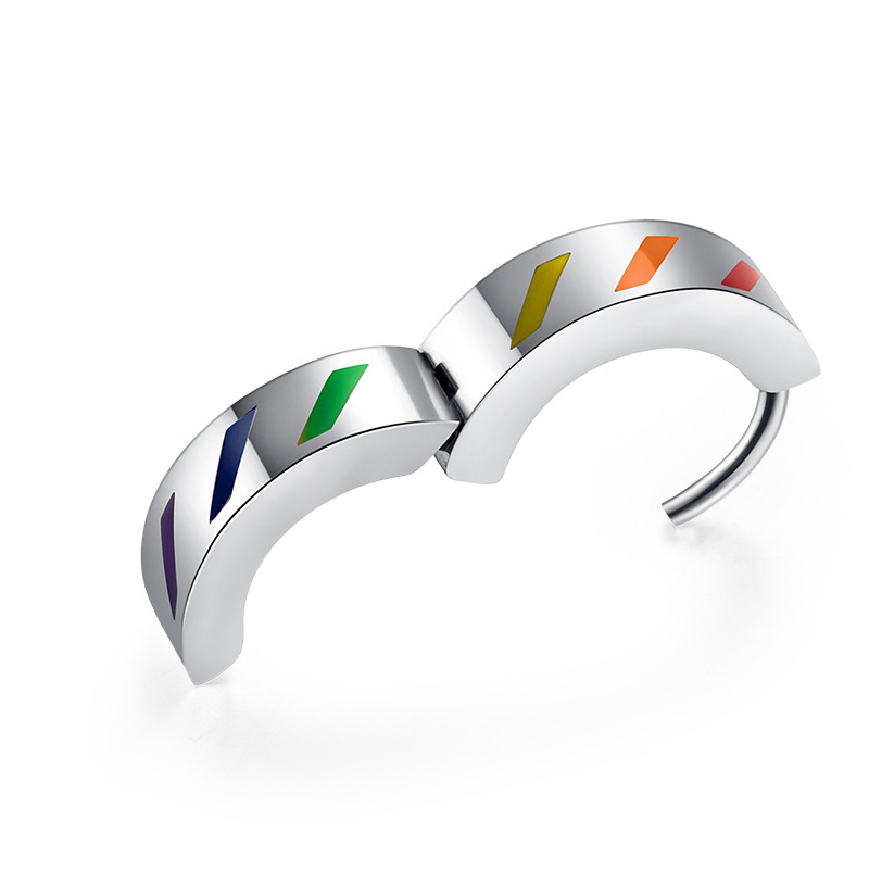 European and American style titanium steel Rainbow flag ear buckle pull ear clip gender neutral personality earrings earrings wholesale
European and American style titanium steel Rainbow flag ear buckle pull ear clip gender neutral personality earrings earrings wholesale