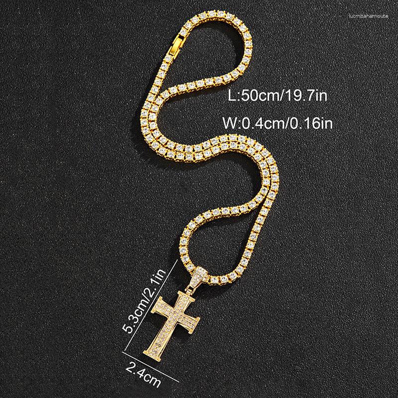 Pendant Necklaces Hiphop Tainless Steel Necklace For Men Women Lover's Gold And Rose Color Chain Cross Small Religious Jewelry