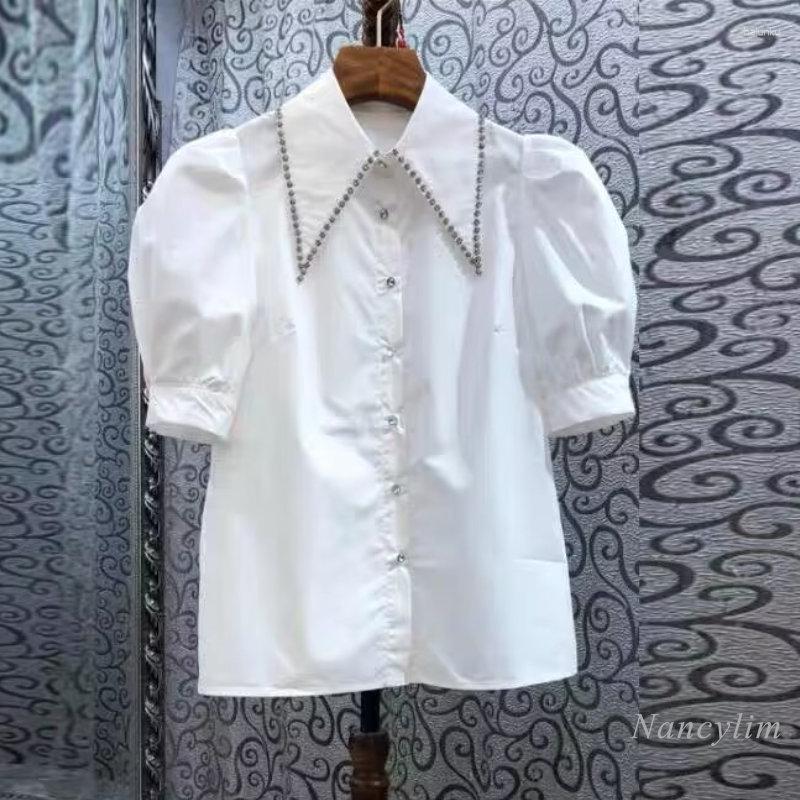Women' Blouses Exquisite Rhinestone Lapel Short Puff Sleeve Shirt Women' 2023 Summer Temperament White Cotton Shirts And All-Match Top
Women' Blouses Exquisite Rhinestone Lapel Short Puff Sleeve Shirt Women' 2023 Summer Temperament White Cotton Shirts And All-Match Top