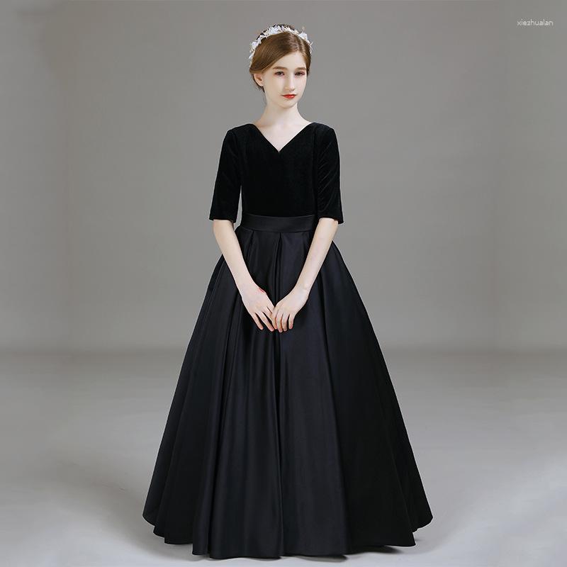 Girl Dresses Little Girls Formal Piano Performance Dress Children Velvet V-neck Long Half Sleeve Party Gown Teen Kids Elegant Evening, Black
Girl Dresses Little Girls Formal Piano Performance Dress Children Velvet V-neck Long Half Sleeve Party Gown Teen Kids Elegant Evening, Black