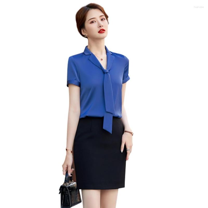 Women's Blouses Summer Blue Shirts Women 2 Piece Skirt And Top Set Office Ladies Work Short Sleeve OL Style, Shirt only
Women's Blouses Summer Blue Shirts Women 2 Piece Skirt And Top Set Office Ladies Work Short Sleeve OL Style, Shirt only