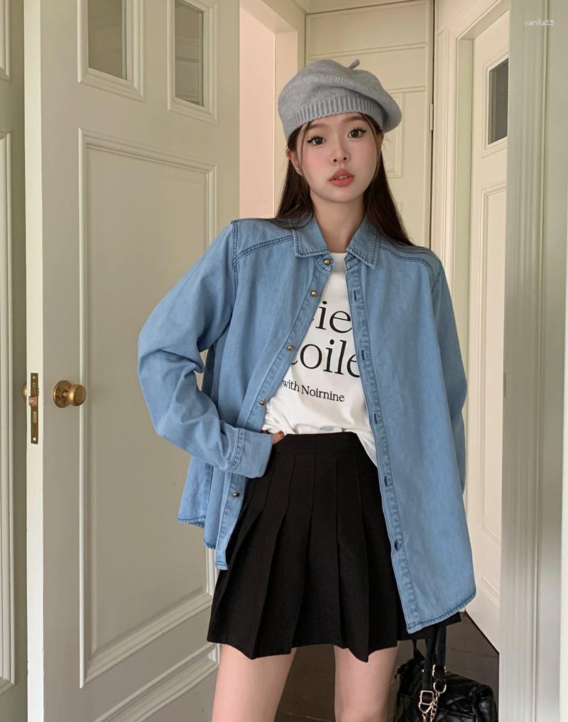Women' Blouses 2023 Autumn Simple Fashion All-match Vintage Loose Women Denim Long Sleeve Shirt Z049, Blue
Women' Blouses 2023 Autumn Simple Fashion All-match Vintage Loose Women Denim Long Sleeve Shirt Z049, Blue