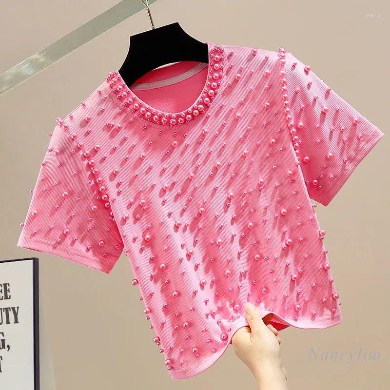Women's T Shirts 2023 Summer Pink Pearl Beads Short Sleeve Tshirt Women Slim-Fit Solid Color T-shirt Women's All-Match Top Tees
Women's T Shirts 2023 Summer Pink Pearl Beads Short Sleeve Tshirt Women Slim-Fit Solid Color T-shirt Women's All-Match Top Tees
