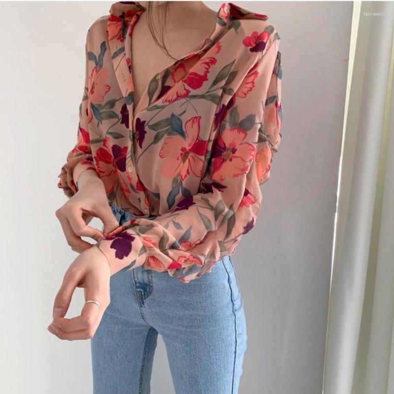 Women's Blouses Spring Summer Casual Fashion Tops Floral Print Long Sleeve Chiffon Button Up Collared Korean Shirt Women Oversized Blouse, Blue
Women's Blouses Spring Summer Casual Fashion Tops Floral Print Long Sleeve Chiffon Button Up Collared Korean Shirt Women Oversized Blouse, Blue