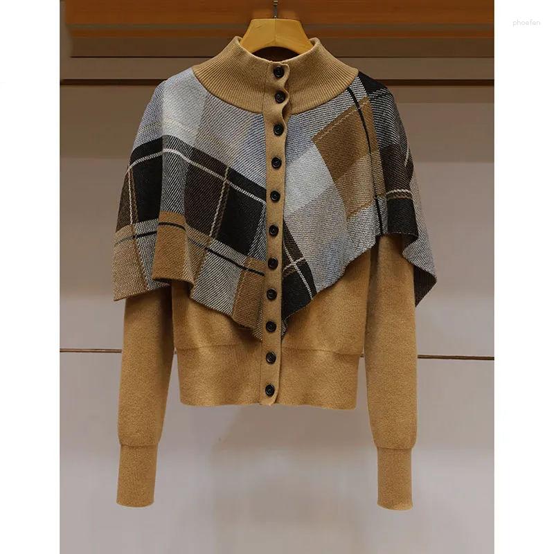 Women's Knits Women Cardigan Sweater 2023 Fashion High Neck Long Sleeve O Causal Plaid Shawl Fake Two Piece Knit Female, Yellow
Women's Knits Women Cardigan Sweater 2023 Fashion High Neck Long Sleeve O Causal Plaid Shawl Fake Two Piece Knit Female, Yellow