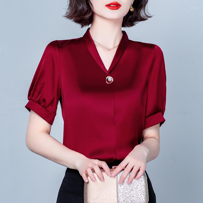 Women's Blouses -4XL Elegant Fashion Satin OL Shirt Korean Short Sleeve Pullovers Tops V-Neck Summer Women Blouse, Blue
Women's Blouses -4XL Elegant Fashion Satin OL Shirt Korean Short Sleeve Pullovers Tops V-Neck Summer Women Blouse, Blue