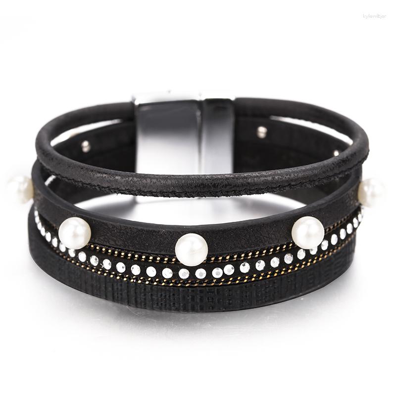 Charm Bracelets ALLYES Vintage Pearl Inlaid Rhinestone Leather Bracelet For Women Boho Multilayer Wrap & Bangles Jewelry
Charm Bracelets ALLYES Vintage Pearl Inlaid Rhinestone Leather Bracelet For Women Boho Multilayer Wrap & Bangles Jewelry