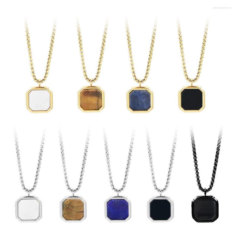 Pendant Necklaces Fashion Square Natural Stone Necklace Stainless Steel Geometric For Men Women Casual Vintage Cool Collar
Pendant Necklaces Fashion Square Natural Stone Necklace Stainless Steel Geometric For Men Women Casual Vintage Cool Collar