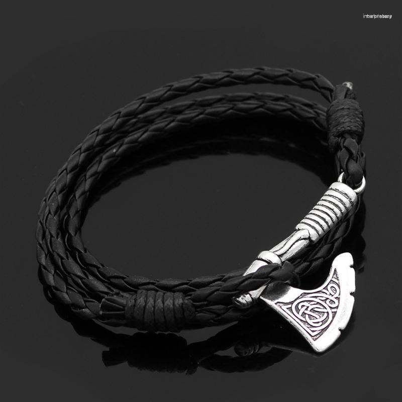 Link Bracelets Nordic Mythology Viking Axe Leather Rope Bracelet Personality Fashion Retro Jewelry Boyfriend Gift Wholesale
Link Bracelets Nordic Mythology Viking Axe Leather Rope Bracelet Personality Fashion Retro Jewelry Boyfriend Gift Wholesale