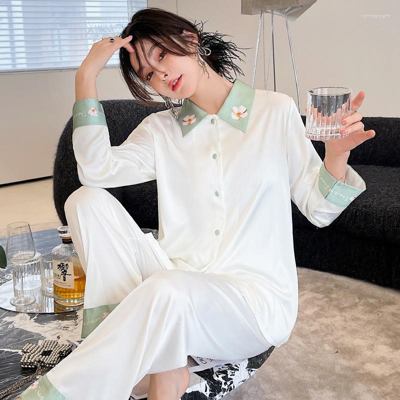 Women's Sleepwear Two Pieces Suit Print Nightwear Satin Pajamas Set Lady Autumn Casual Lounge Wear Pyjamas Soft Shirt&Pants Home Clothes, White
Women's Sleepwear Two Pieces Suit Print Nightwear Satin Pajamas Set Lady Autumn Casual Lounge Wear Pyjamas Soft Shirt&Pants Home Clothes, White
