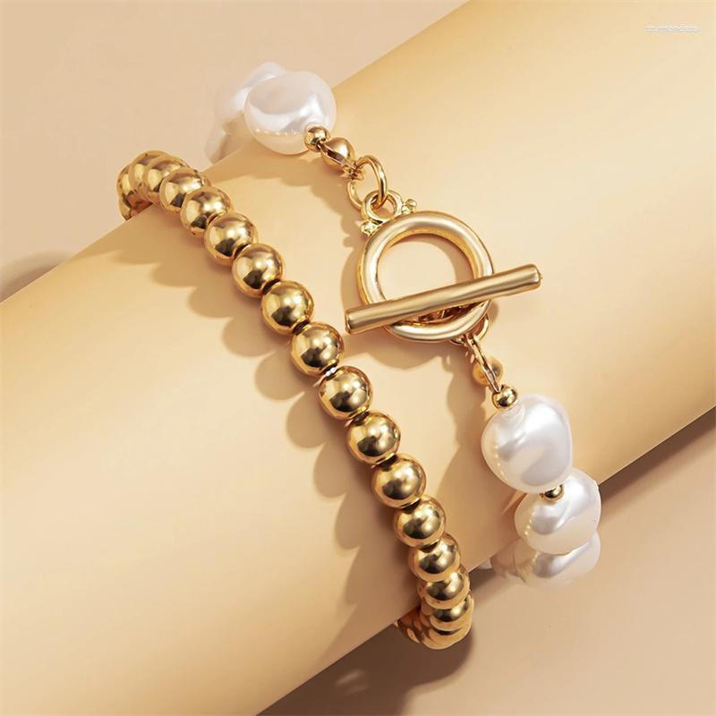 Link Bracelets Chain Pieces Of Boho Pearl Bracelet Set Trendy Hip-Hop Ladies Fashion Party Jewelry Gift For FemaleLink Raym22