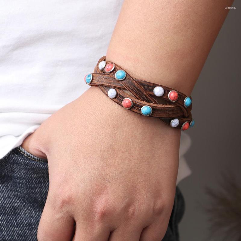 Charm Bracelets Colorful Gem Interwoven Multi-layer Leather Bracelet Brown Black Adjustable Gift Macaron Color Scheme
Charm Bracelets Colorful Gem Interwoven Multi-layer Leather Bracelet Brown Black Adjustable Gift Macaron Color Scheme
