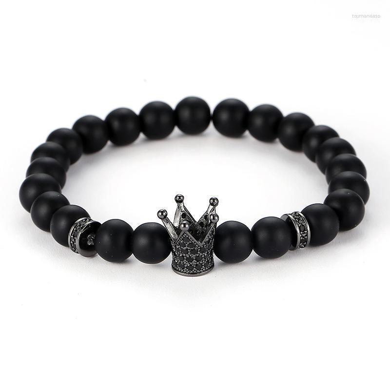 Strand Beaded Strands Trendy Matte Black Stone Beads Bracelet Pave CZ 4 Color Crown And Sheet For Women&Men Noble Jewelry Handmade Pulseras
Strand Beaded Strands Trendy Matte Black Stone Beads Bracelet Pave CZ 4 Color Crown And Sheet For Women&Men Noble Jewelry Handmade Pulseras