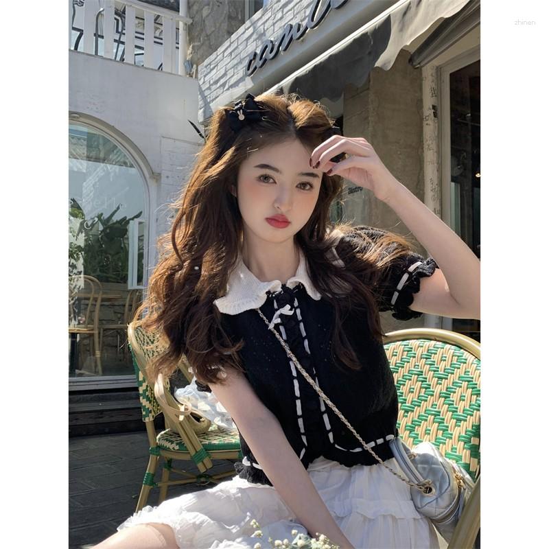 Women's Blouses Sweet Contrast Color Doll Neck T-Shirt Women's Summer 2023 Bubble Sleeve Short Design Top, White
Women's Blouses Sweet Contrast Color Doll Neck T-Shirt Women's Summer 2023 Bubble Sleeve Short Design Top, White