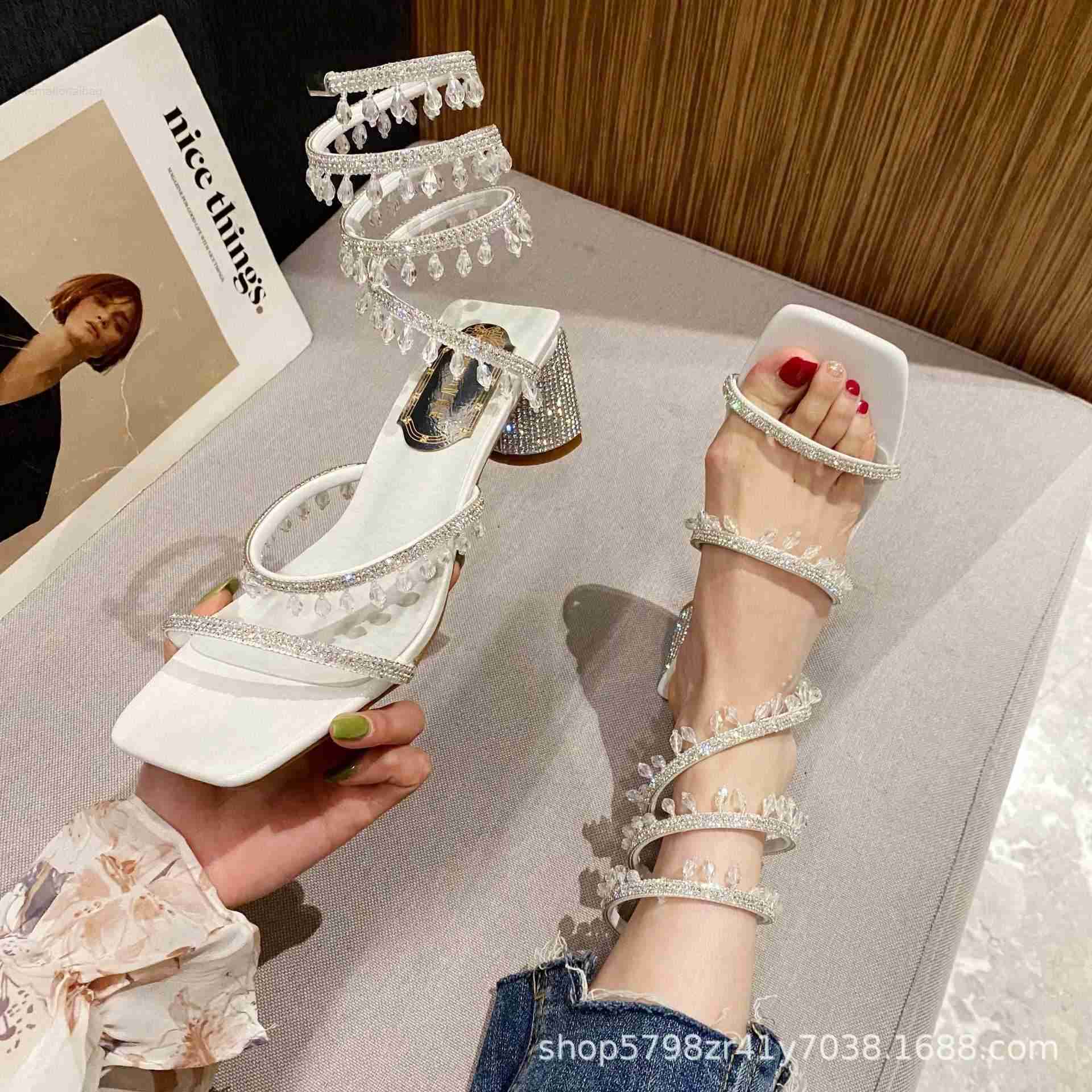 Netizen Snake Wrapped Sandals Fairy Style 2023 Summer New Banquet Fashion Thick Heel Rhinestone High Heels, Silver4
Netizen Snake Wrapped Sandals Fairy Style 2023 Summer New Banquet Fashion Thick Heel Rhinestone High Heels, Silver4