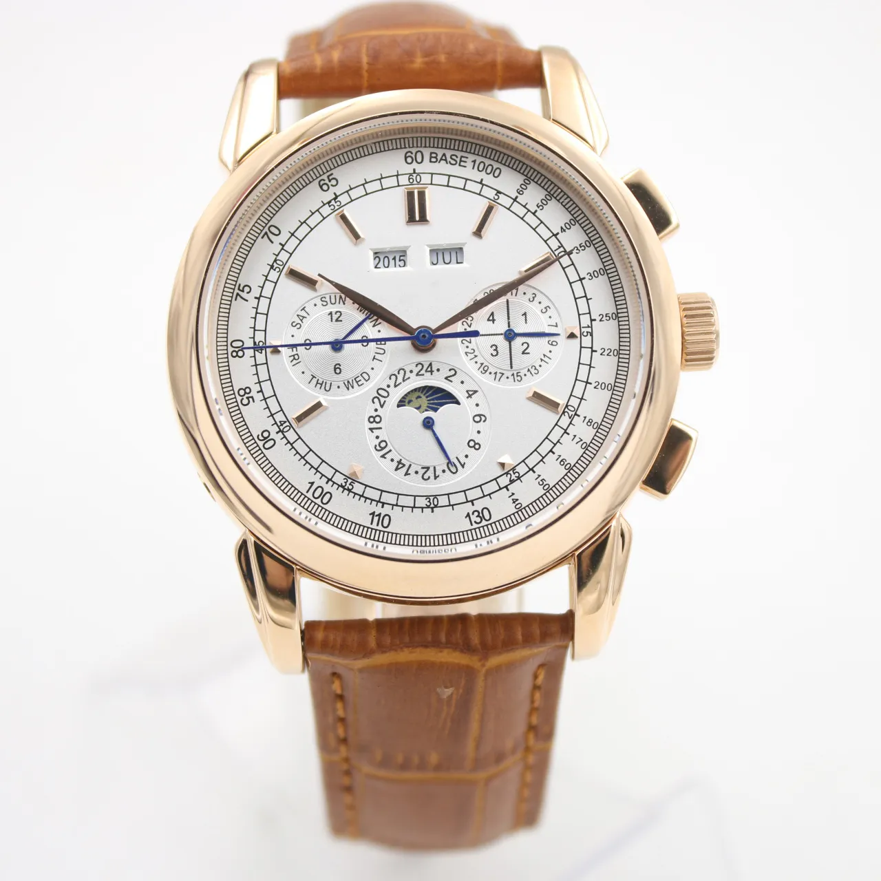 Super complication timepiece 5270G Automatic Mens Watch Moon Phase Complicated Silver Dial Perpetual Calendar Watches Black Leather
Super complication timepiece 5270G Automatic Mens Watch Moon Phase Complicated Silver Dial Perpetual Calendar Watches Black Leather