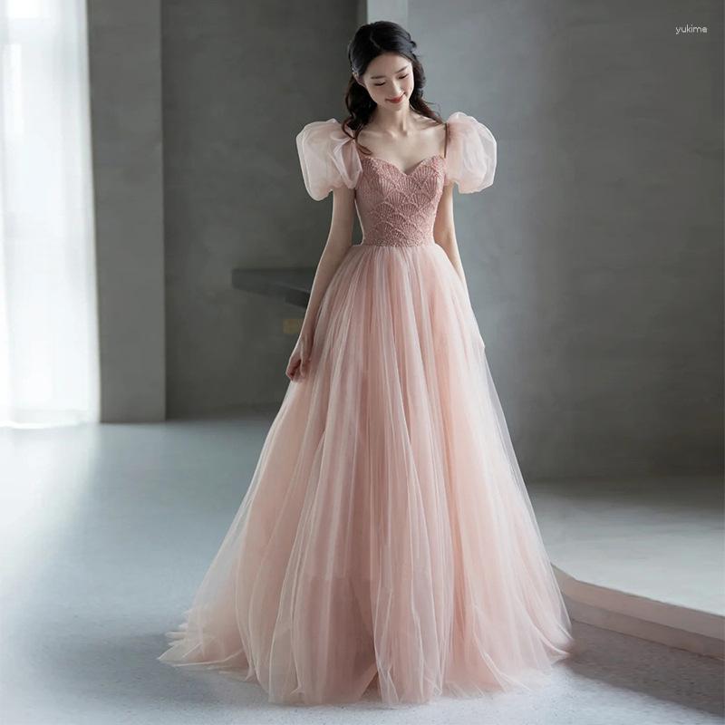 Ethnic Clothing Fairy Short Sleeve Pink Tulle A-Line Formal Wedding Dresses Princess Beading Prom Party Gown Vestidos De Festa
Ethnic Clothing Fairy Short Sleeve Pink Tulle A-Line Formal Wedding Dresses Princess Beading Prom Party Gown Vestidos De Festa