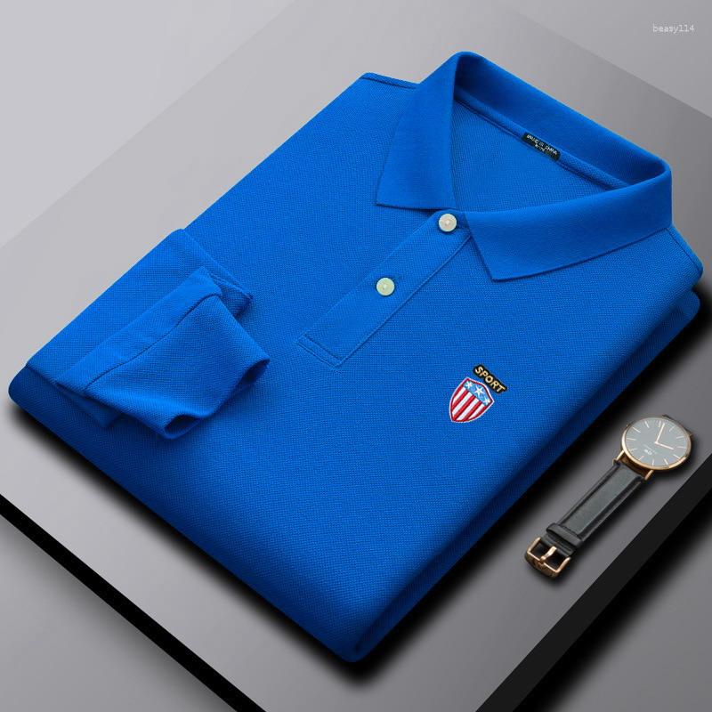 Men' Polos Spring Autumn Men' Business Casual Cotton Pearls Breathable Embroidered Label Lapel T-Shirt Slim Long Sleeve POLO Shirt, Navy blue
Men' Polos Spring Autumn Men' Business Casual Cotton Pearls Breathable Embroidered Label Lapel T-Shirt Slim Long Sleeve POLO Shirt, Navy blue