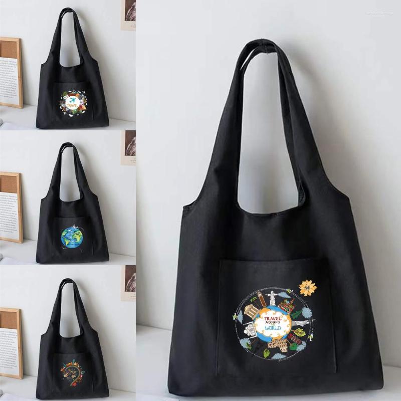 Evening Bags Female Travel Print Canvas Vest Bag Women's Shoulder Shopping Eco Handbag Reusable Grocery Tote Students Book, Black
Evening Bags Female Travel Print Canvas Vest Bag Women's Shoulder Shopping Eco Handbag Reusable Grocery Tote Students Book, Black