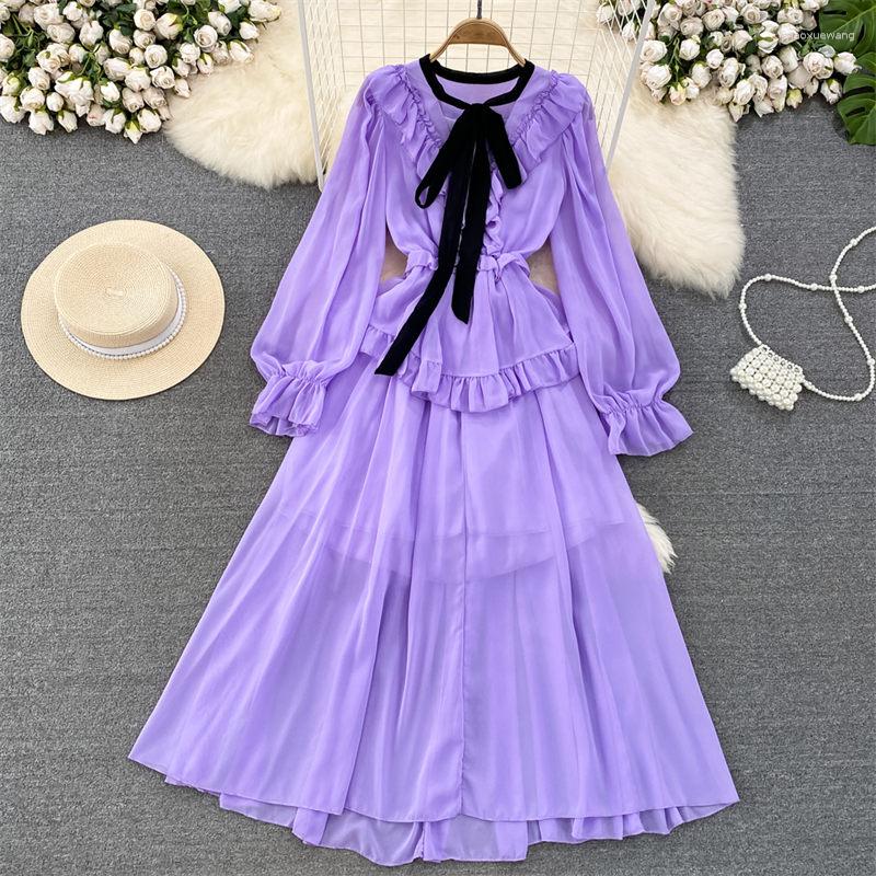 Casual Dresses Vintage Style Long Sleeve Bow V-Neck Ruffled Waist Slim A-Line Chiffon Dress Elegant Fashion 2023 Spring Autumn Maxi Z1858, Black
Casual Dresses Vintage Style Long Sleeve Bow V-Neck Ruffled Waist Slim A-Line Chiffon Dress Elegant Fashion 2023 Spring Autumn Maxi Z1858, Black