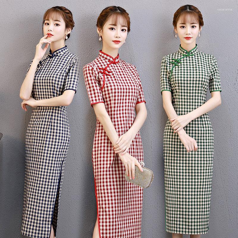 Ethnic Clothing Sheng Coco Woman Plaid Long Cheongsam Qipao Chinese Dress Lattice Daily Classic Elegant Style
Ethnic Clothing Sheng Coco Woman Plaid Long Cheongsam Qipao Chinese Dress Lattice Daily Classic Elegant Style