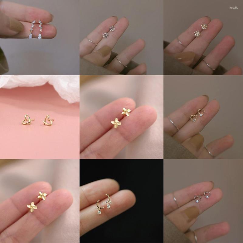 Stud Earrings Korean Fashion Flower Heart Moon Ear Studs Cartilage Earring For Women Zircon Small Piercing Jewelry Gifts
Stud Earrings Korean Fashion Flower Heart Moon Ear Studs Cartilage Earring For Women Zircon Small Piercing Jewelry Gifts