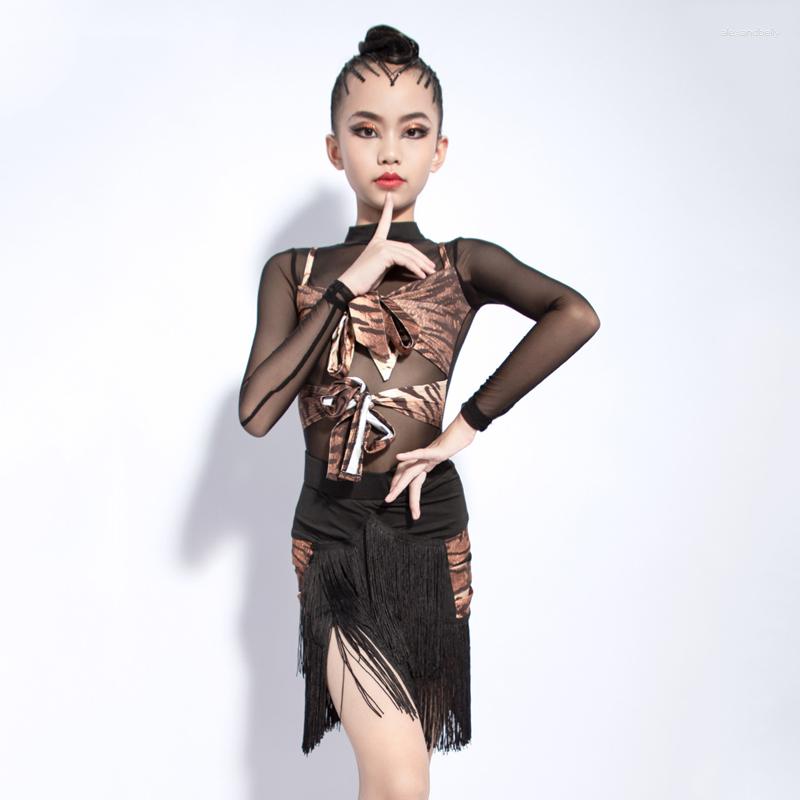 Stage Wear Fringe Latin Dance Dress Girls Leopard Ballroom Salsa Clothing Mesh Costume Long Sleeve Tango Outfit DL8417
Stage Wear Fringe Latin Dance Dress Girls Leopard Ballroom Salsa Clothing Mesh Costume Long Sleeve Tango Outfit DL8417
