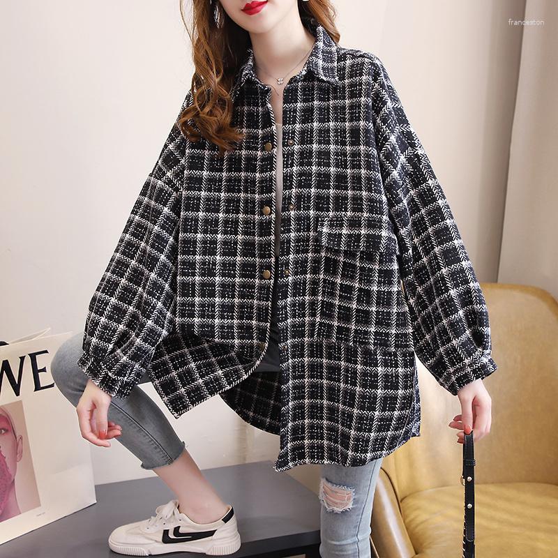 Women' Blouses Autumn Street Woolen Blouse Vintage Plaid Loose Boyfriend Tunic Shirts Women Casual Korean Long Sleeve Tops Blusas Camisas, Black
Women' Blouses Autumn Street Woolen Blouse Vintage Plaid Loose Boyfriend Tunic Shirts Women Casual Korean Long Sleeve Tops Blusas Camisas, Black