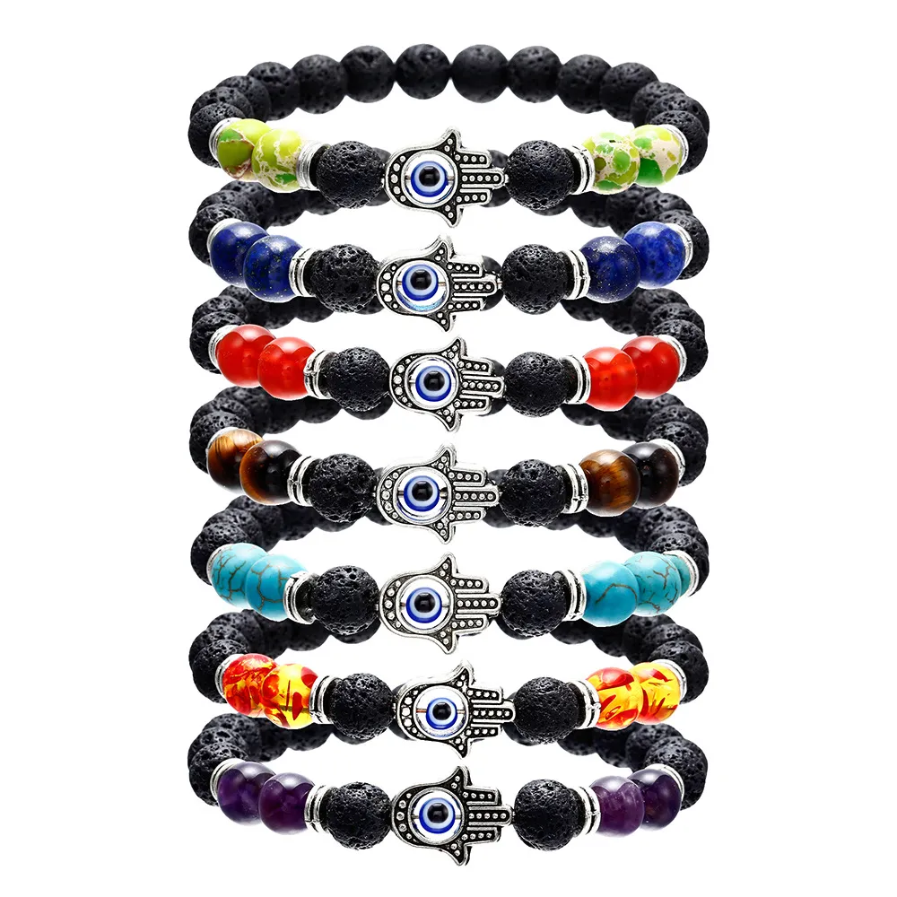 Hamsa Hand of Fatim Charm Lava Rock Beads bracelets For women Men Evil Blue Eye Essential Oil Diffuser 7 Chakra stone DIY Jewelry
Hamsa Hand of Fatim Charm Lava Rock Beads bracelets For women Men Evil Blue Eye Essential Oil Diffuser 7 Chakra stone DIY Jewelry